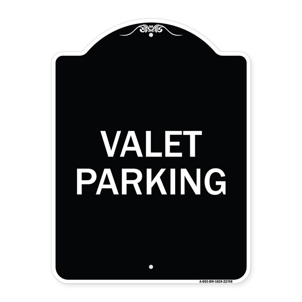 Signmission Designer Series Valet Parking, Black & White Heavy-Gauge Aluminum Sign, 24" x 18", BW-1824-22748 A-DES-BW-1824-22748 - main